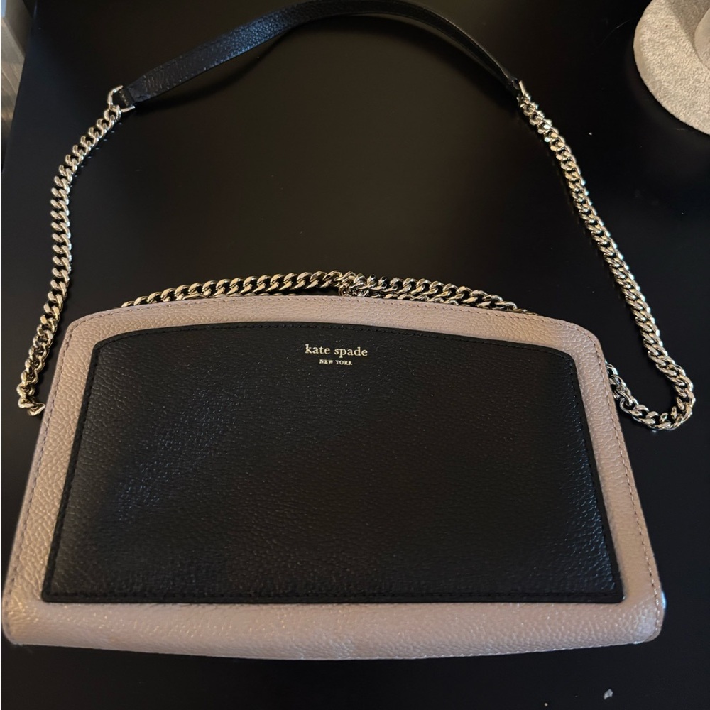 Kate Spade Black and Tan Crossbody Bag with Structured Design